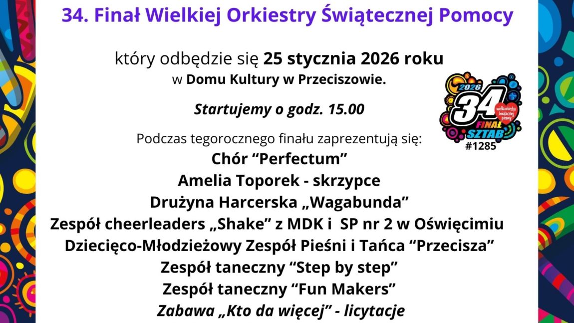 34. FINAŁ WOŚP W GMINIE PRZECISZÓW
